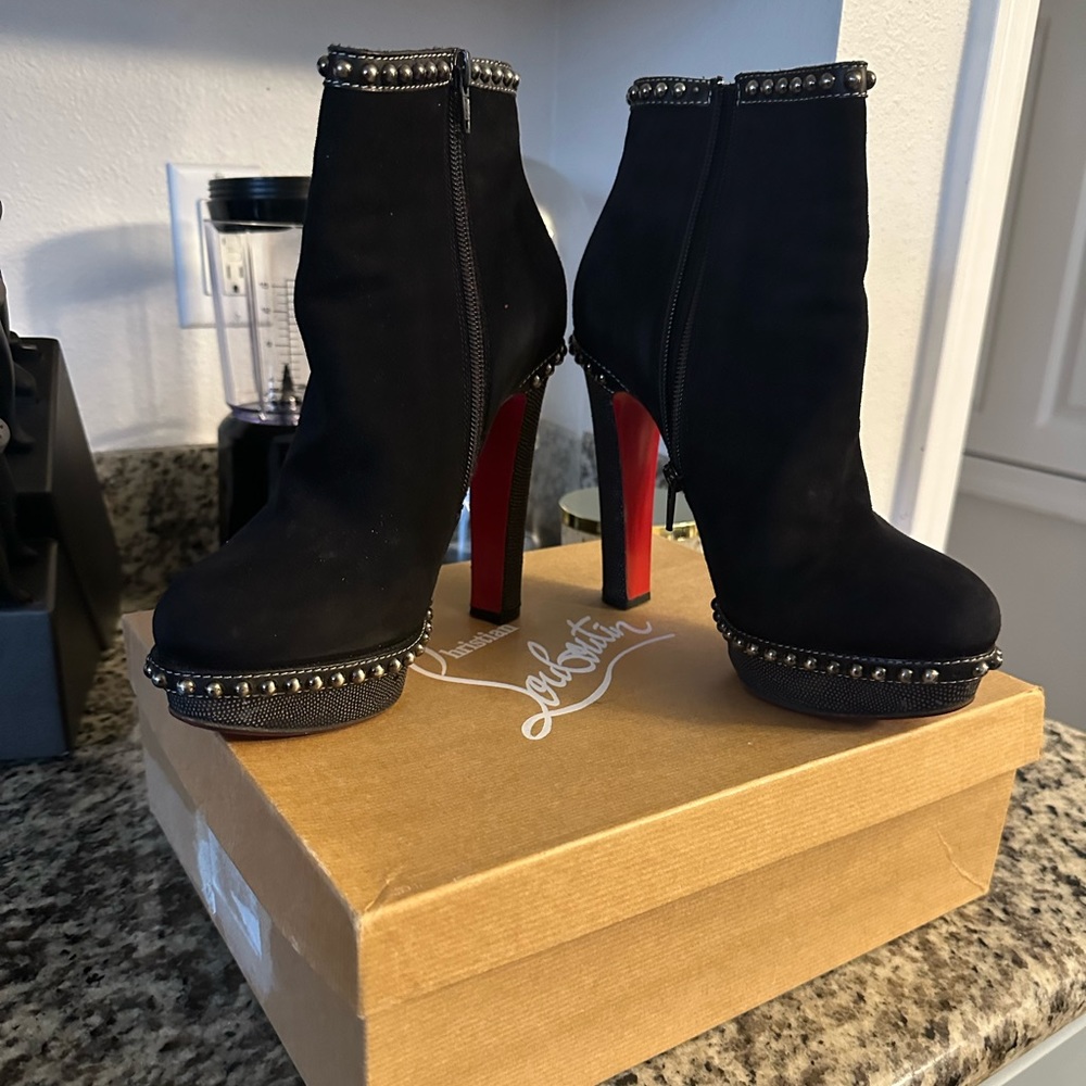 Authentic Christian louboutins suede ankle boots